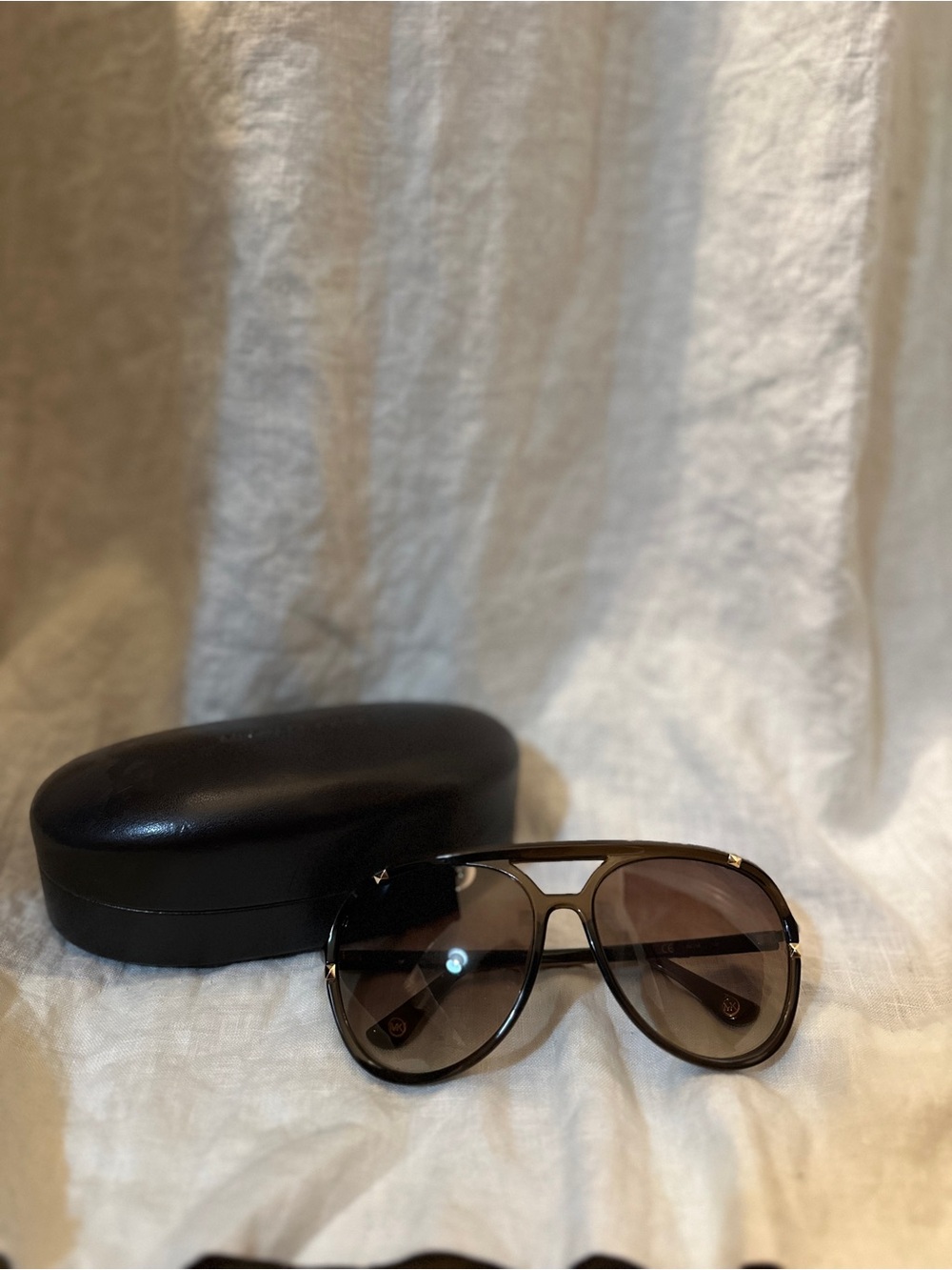 Michael Kors Brown and Gold with Brown Gradient Lenses Aviator Sunglasses